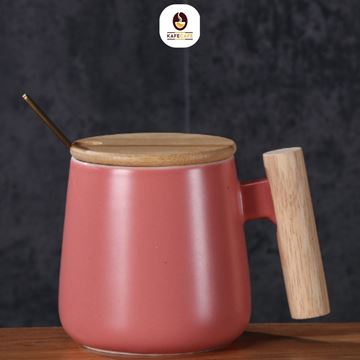 Picture of PINK CERAMIC CUP WITH LID & SPOON